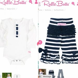 EUC Ruffle Butts navy outfit 3-6month